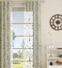 Green Floral Polyester 7 Ft Sheer Eyelet Door Curtain