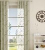 Green Floral Polyester 7 Ft Sheer Eyelet Door Curtain