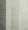 Green Polyester Floral 7ft Sheer Fabric Loops Door Curtain