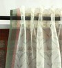 Green Polyester Floral 7ft Sheer Fabric Loops Door Curtain