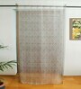 Green Polyester Floral 7ft Sheer Fabric Loops Door Curtain