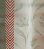 Green Polyester Floral 7ft Sheer Fabric Loops Door Curtain