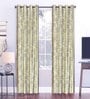 Green Floral Polyester 8 Ft Semisheer Eyelet Door Curtains (Set of 2)
