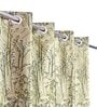 Green Floral Polyester 8 Ft Semisheer Eyelet Door Curtains (Set of 2)