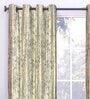 Green Floral Polyester 8 Ft Semisheer Eyelet Door Curtains (Set of 2)