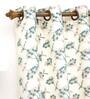 Green Floral Polyester 9 Ft Blackout Eyelet Door Curtain