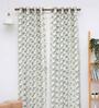 Green Floral Polyester 9 Ft Blackout Eyelet Door Curtain