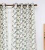 Green Floral Polyester 9 Ft Blackout Eyelet Door Curtain