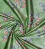 Green Polyester Floral Light Filtering Eyelet 9 Feet Door Curtains (2 Pc)