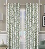 Green Polyester Floral Light Filtering Eyelet 9 Feet Door Curtains (2 Pc)