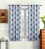 Blue Floral Polyester 5 Ft Semisheer Eyelet Window Curtains (Set of 2)