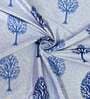Blue Floral Polyester 5 Ft Semisheer Eyelet Window Curtains (Set of 2)