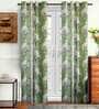 Green Floral Polyester 9 Ft Semisheer Eyelet Door Curtains (Set of 2)