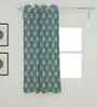 Green Polyester Geometric 5ft Regular Eyelets Window Curtain (1 Pc)