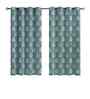 Green Polyester Geometric 5ft Regular Eyelets Window Curtain (2 Pc)