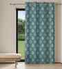 Green Polyester Geometric 7ft Regular Eyelets Door Curtain (1 Pc)