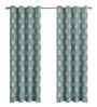 Green Polyester Geometric 7ft Regular Eyelets Door Curtain (2 Pc)