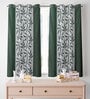 Green Polyester Leaf 5ft Blackout Eyelet Door Curtain (2 Pc)