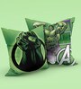 Green Polyester Marvel 16x16 inches Reversible Kids Cushion (1 Pc)