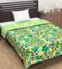 Green Floral Polyester 120 GSM Single Bed Reversible Dohar