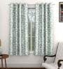 Green Floral Polyester 5 Ft Light Filtering Eyelet Window Curtain