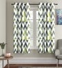 Green Geometric Polyester 5 Ft Semisheer Eyelet Window Curtains (Set of 2)