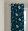 Green Floral Polyester 7 Ft Semisheer Eyelet Door Curtains (Set of 2)
