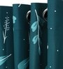 Green Floral Polyester 7 Ft Semisheer Eyelet Door Curtains (Set of 2)