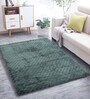 Green Solid Polyester 3 ft x 5 ft Machine Made Carpet