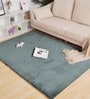 Green Solid Polyester 4 ft x 6 ft Machine Made Carpet