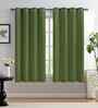 Green Polyester Solid 5ft Greenout Eyelet Window Curtain (2 Pc)