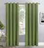 Green Polyester Solid 7ft Greenout Eyelet Door Curtain (2 Pc)