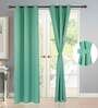 Green Polyester Solid 7 Ft Semisheer Eyelet 2 Door Curtains
