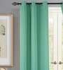 Green Polyester Solid 7 Ft Semisheer Eyelet 2 Door Curtains