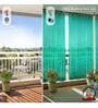 Green Polyester Solid 9 ft Semisheer Loop Top Door Curtains (Set of 2)