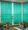 Green Polyester Solid 9 ft Semisheer Loop Top Door Curtains (Set of 2)