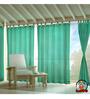 Green Polyester Solid 9 ft Semisheer Loop Top Door Curtains (Set of 2)