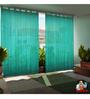 Green Polyester Solid 9 ft Semisheer Loop Top Door Curtains (Set of 2)