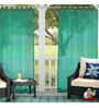 Green Polyester Solid 9 ft Semisheer Loop Top Door Curtains (Set of 2)