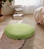 Green Striped Polyester 22x22 Inches Floor Cushion