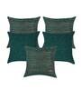 Green Textured Polyester 16 x 16 Inches Cushion Covers (Set of 5)