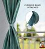 Green Polypropylene Solid 5ft Semisheer Fabric Loops Window Curtains (Pack of 2)