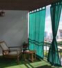 Green Polypropylene Solid 5ft Semisheer Fabric Loops Window Curtains (Pack of 2)