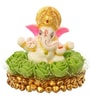 Lord Ganesha Green & White Polyresin Idol