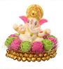 Lord Ganesha Green & Pink Polyresin Idol