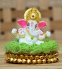 Lord Ganesha Green & White Polyresin Idol