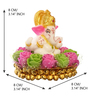 Lord Ganesha Green & Pink Polyresin Idol