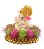 Lord Ganesha Green & Pink Polyresin Idol