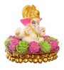 Lord Ganesha Green & Pink Polyresin Idol