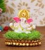 Lord Ganesha Green & White Polyresin Idol